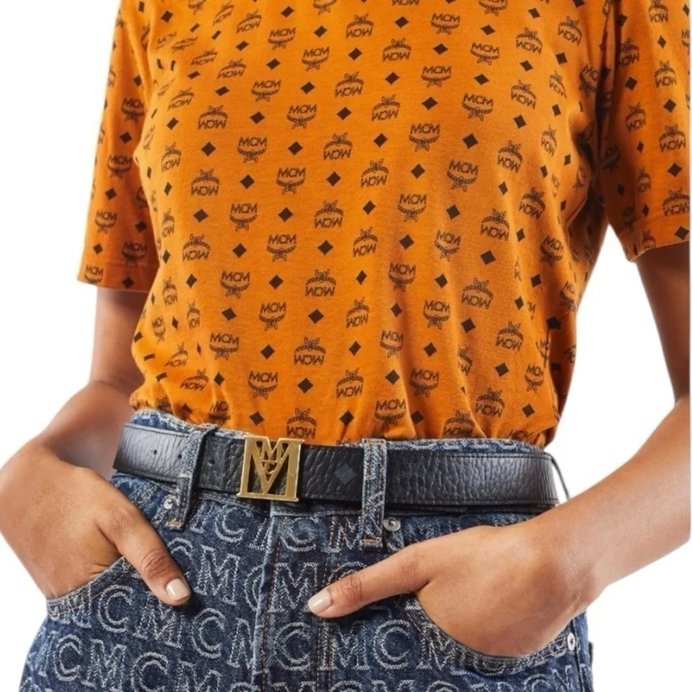 MCM Reversible Belt -MENA M REVERSIBLE BELT 2.5 CM IN VISETOS Size 100